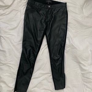 Banana Republic black leather and jean pants